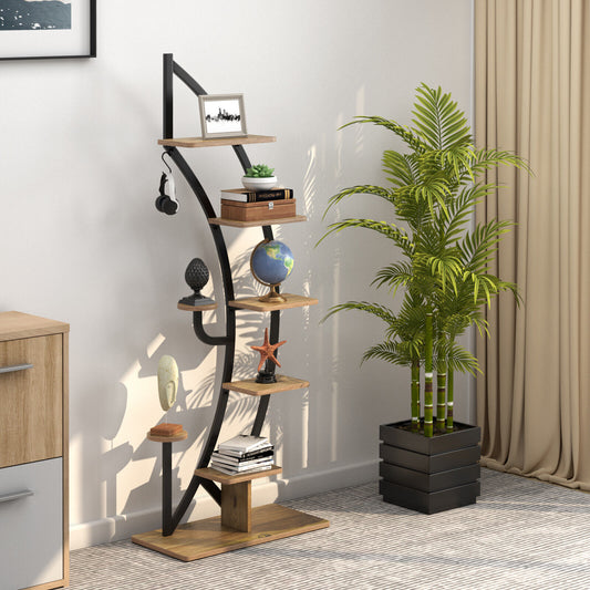 6 Tier 9 Potted Metal Plant Stand Holder, Natural Plant Stands Natural at Gallery Canada