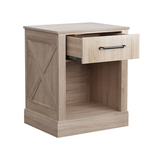 Compact Nightstand with Drawer and Shelf, Natural at Gallery Canada