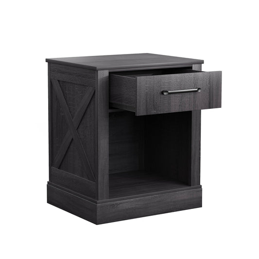 Compact Nightstand with Drawer and Shelf, Black at Gallery Canada