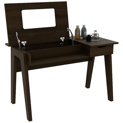 Dressing Table with Flip Mirror and Storage Drawer, Brown