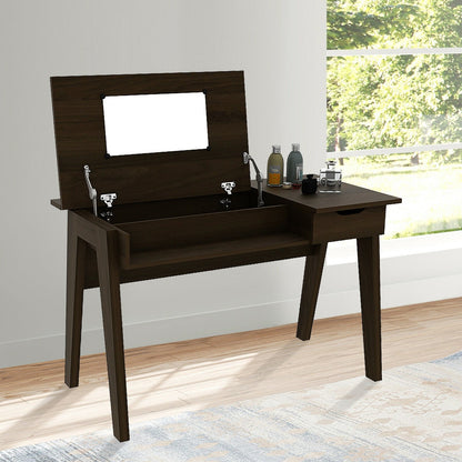 Dressing Table with Flip Mirror and Storage Drawer, Brown
