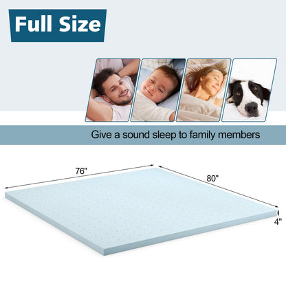 4 Inch Gel Injection Memory Foam Mattress Top Ventilated Mattress Double Bed-King Size, Blue