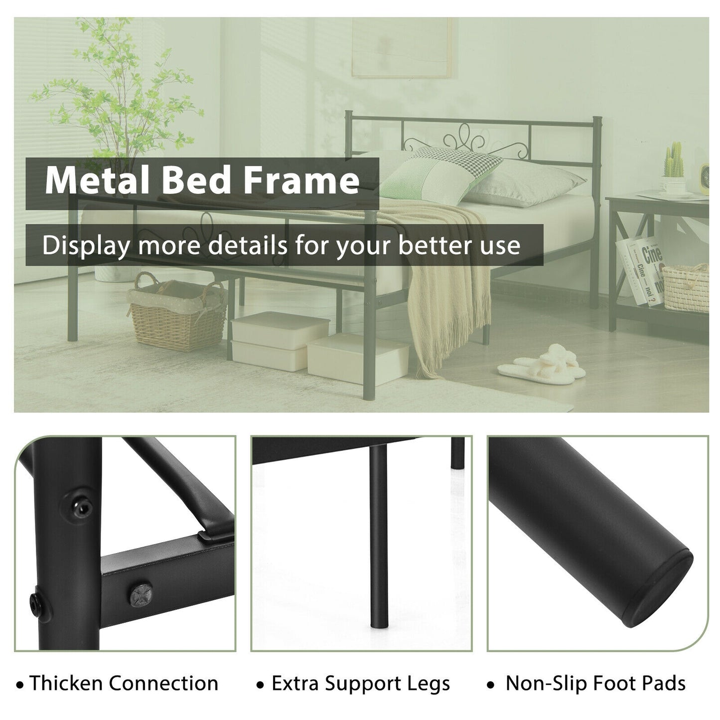 Metal Bed Frame With Headboard And Footboard, Full Size, Black Simple Bed Frame at Gallery Canada