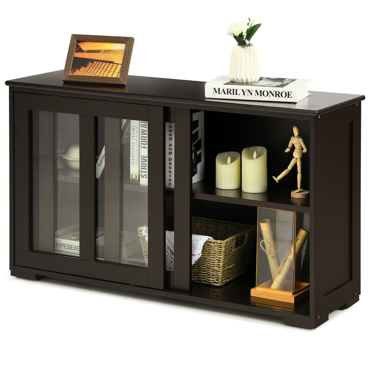 Sideboard Buffet Cupboard, Storage Cabinet With Sliding Door, Brown Sideboards Cabinets & Buffets at Gallery Canada