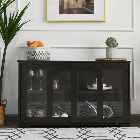 Sideboard Buffet Cupboard, Storage Cabinet With Sliding Door, Brown Sideboards Cabinets & Buffets Brown at Gallery Canada