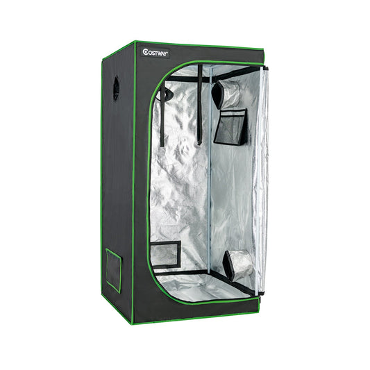 32 x 32 x 63 Inch Mylar Hydroponic Grow Tent with Observation Window and Floor Tray, Black at Gallery Canada