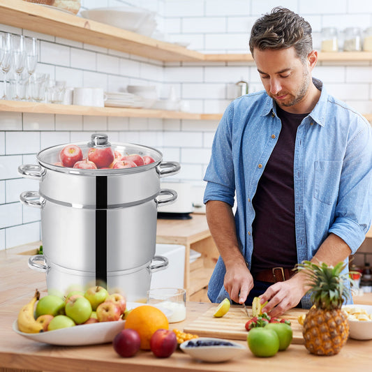 11-Quart Stainless Steel Fruit Juicer Steamer, Silver Food Steamers Silver at Gallery Canada