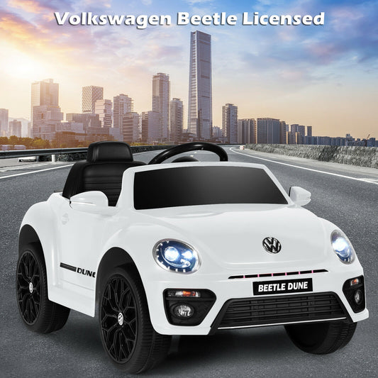 Volkswagen Beetle Kids Electric Ride On Car with Remote Control, White Powered Ride On Toys White at Gallery Canada