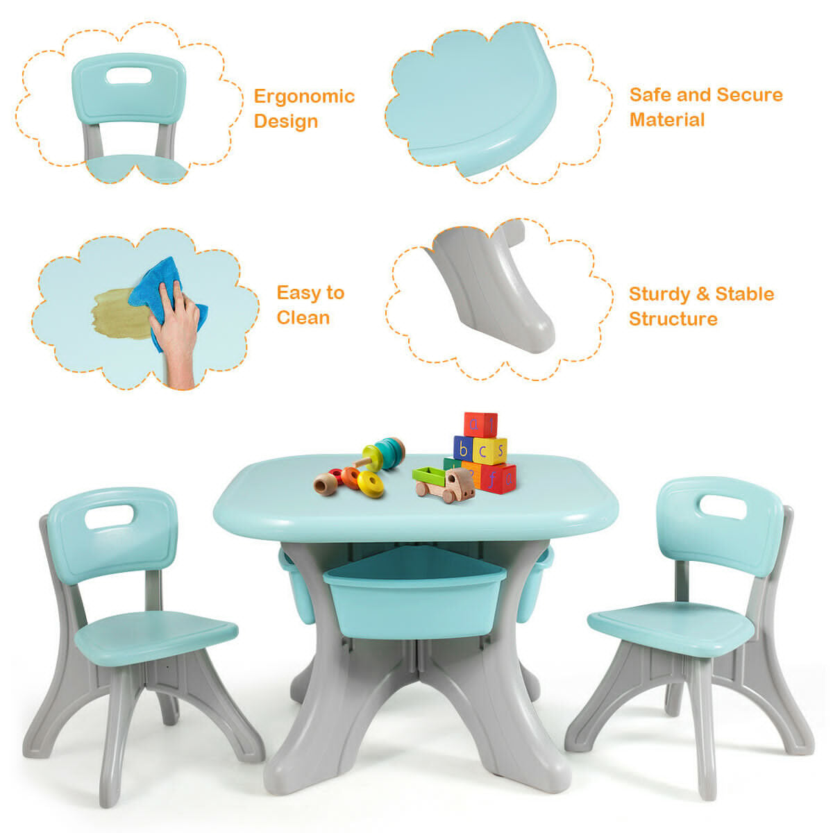 Kids Activity Table And Chair Set With Storage, Blue Kids Table & Chair Sets at Gallery Canada