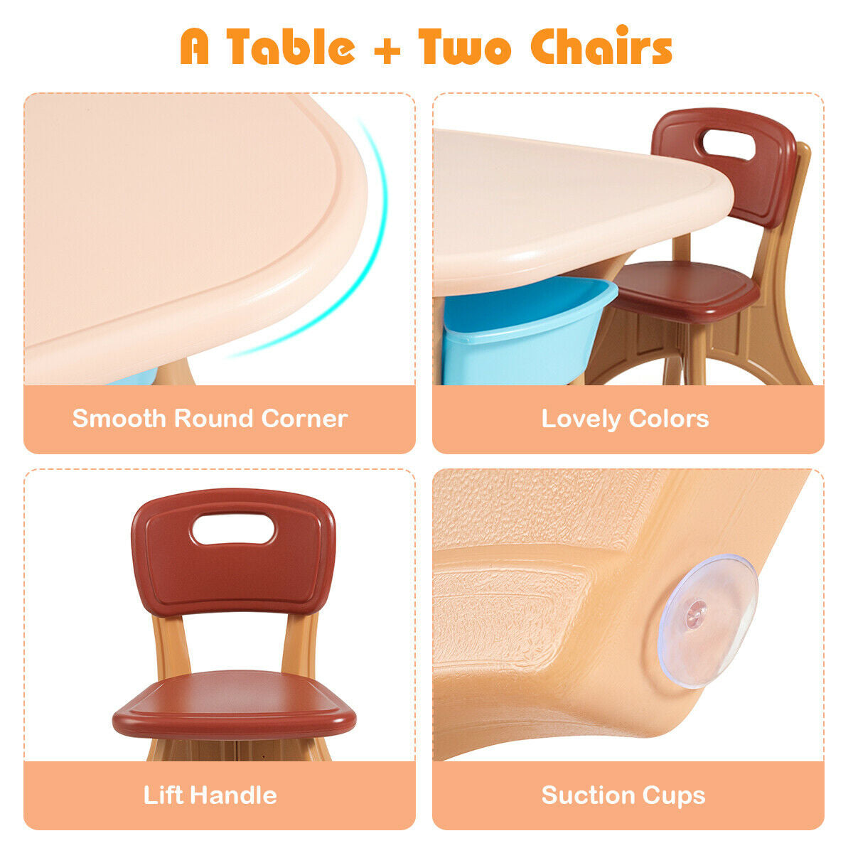 Kids Activity Table And Chair Set With Storage, Brown Kids Table & Chair Sets at Gallery Canada