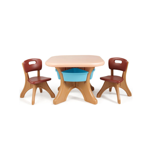 Kids Activity Table & Chair Set Play Furniture with Storage, Brown Kids Table & Chair Sets Brown at Gallery Canada