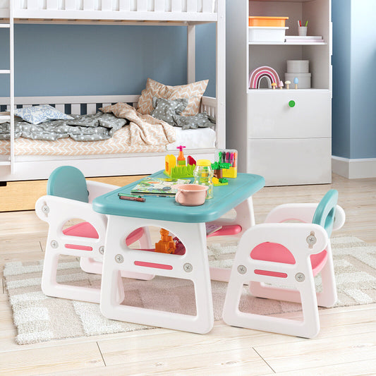 Kids Table And Chair Set With Building Blocks, Pink, Blue Kids Table & Chair Sets Pink & Blue at Gallery Canada