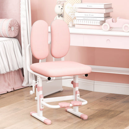 Ergonomic Height-adjustable Kids Study Chair with Double Back Support, Pink at Gallery Canada