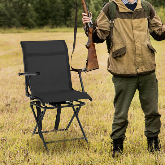 Foldable Swivel Patio Chair, Mesh Back, Black Camping Furniture Black at Gallery Canada