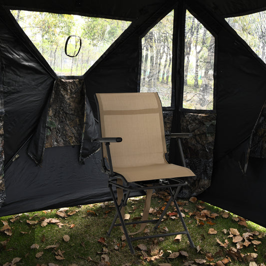 Foldable Swivel Patio Chair, Mesh Back, Coffee Camping Furniture Coffee at Gallery Canada