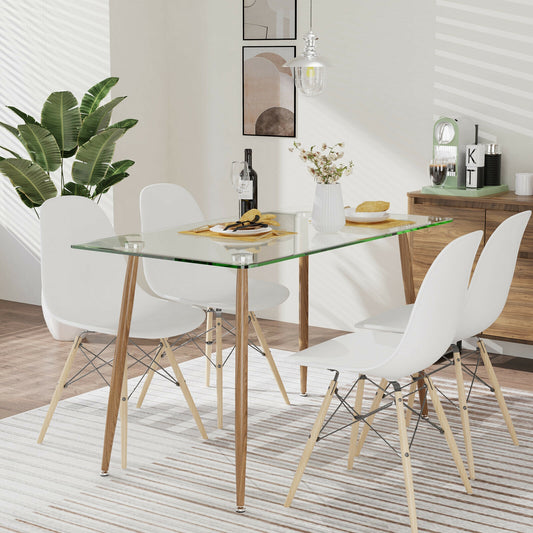 Modern Glass Rectangular Dining Table with Metal Legs, Natural Dining Tables Natural at Gallery Canada
