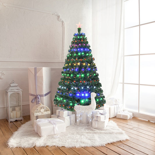 6' Artificial Christmas Tree With LED Lights, Metal Stand, Green Christmas Tree Green at Gallery Canada