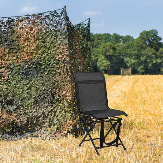Outdoor Foldable 360 Swivel Chair, Iron Frame, Black Camping Furniture Black at Gallery Canada