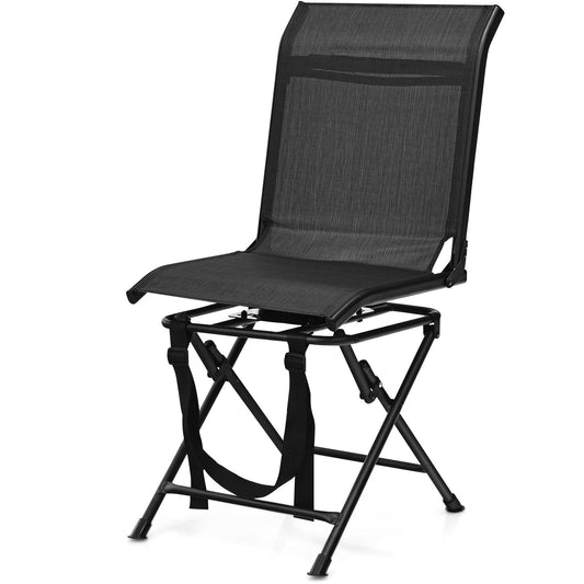 All-weather Outdoor Foldable 360-Degree Swivel Chair with Iron Frame, Black at Gallery Canada