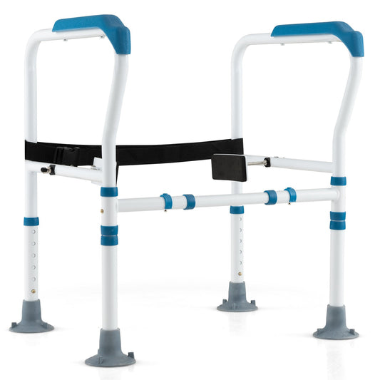 Toilet Safety Rail with Adjustable Height for Elderly, Blue