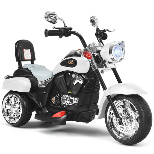 6V 3 Wheel Kids Motorcycle, White at Gallery Canada
