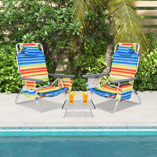 2 Pack 5-Position Folding Beach Chair Set, Yellow Beach & Lawn Chairs Yellow at Gallery Canada