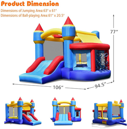 Castle Slide Inflatable Bounce House with Ball Pit and Basketball Hoop, Multicolor at Gallery Canada