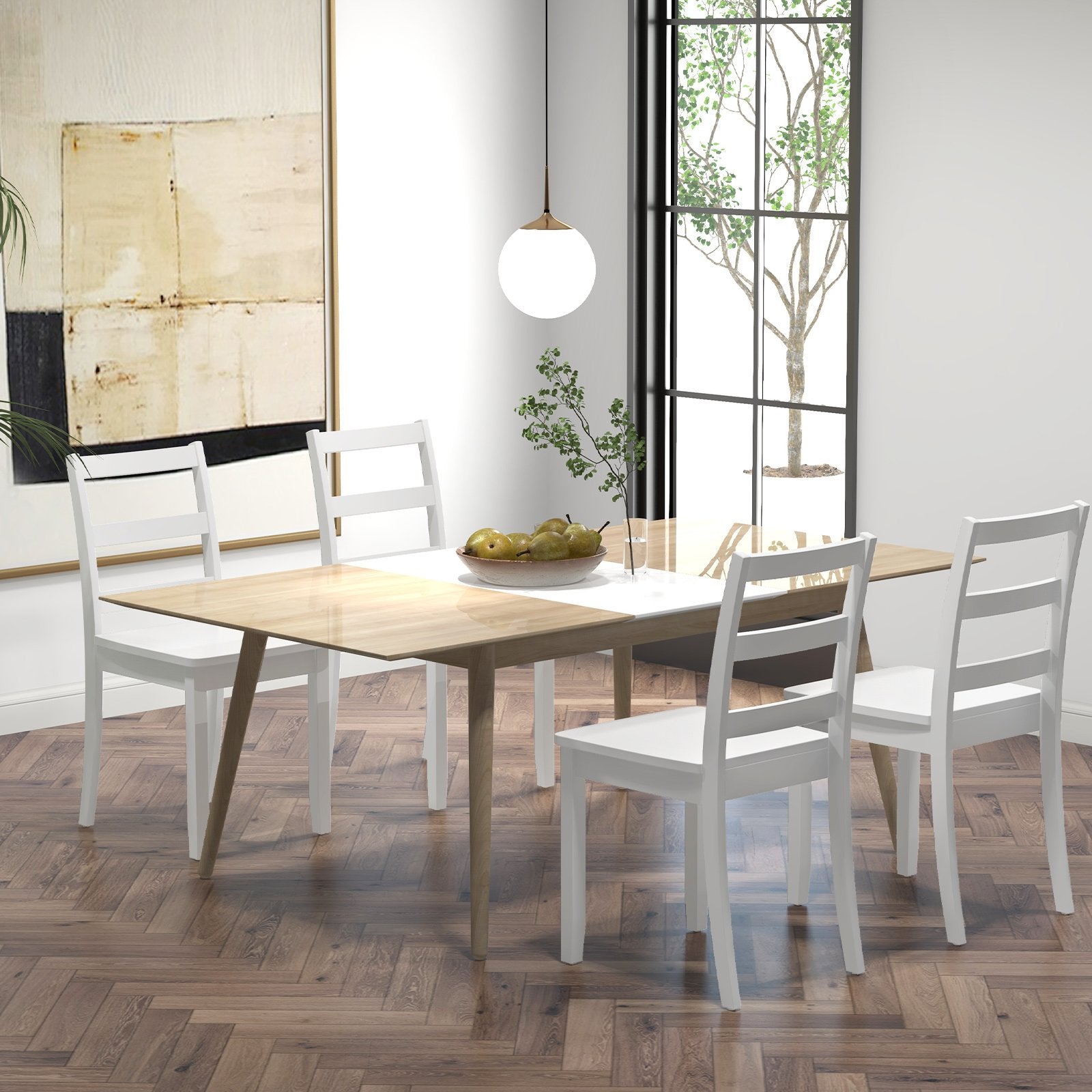 Set of 2 Wood Dining Chairs with Solid Rubber Wood Legs, White at Gallery Canada