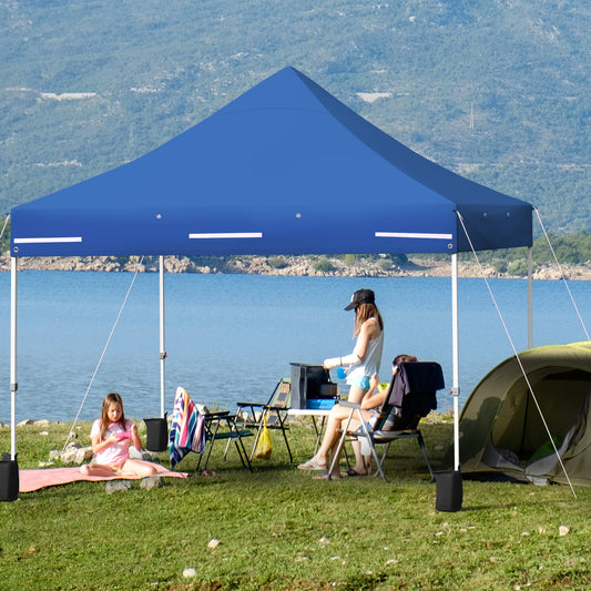 10x10 Feet Pop-Up Gazebo, 5 Removable Zippered Sidewalls, Extended Awning, Blue Canopies Blue at Gallery Canada