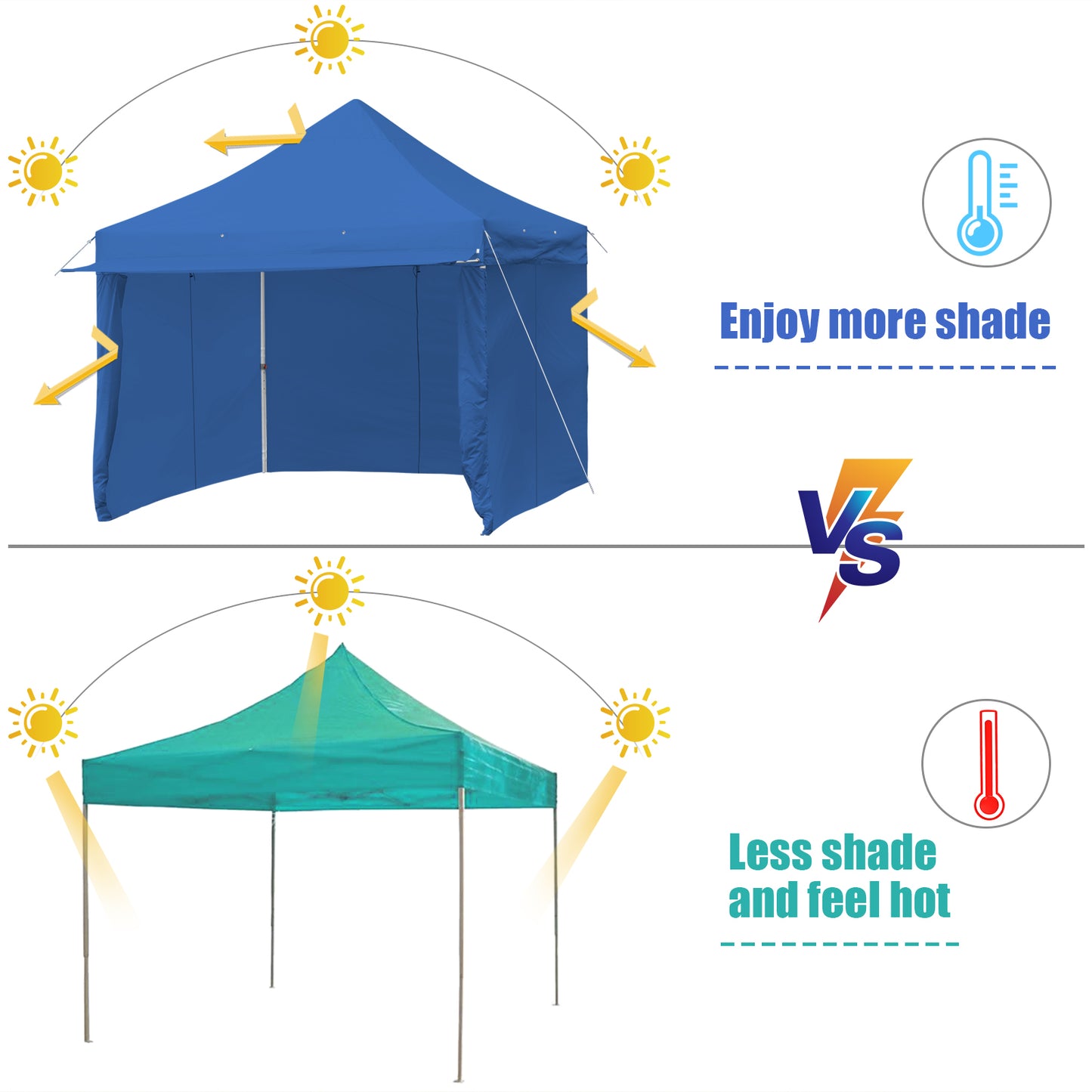 10x10 Feet Pop-Up Gazebo, 5 Removable Zippered Sidewalls, Extended Awning, Blue Canopies at Gallery Canada