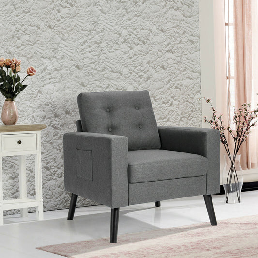 Mid-Century Upholstered Armchair Club Chair, Gray Accent Chairs Gray at Gallery Canada