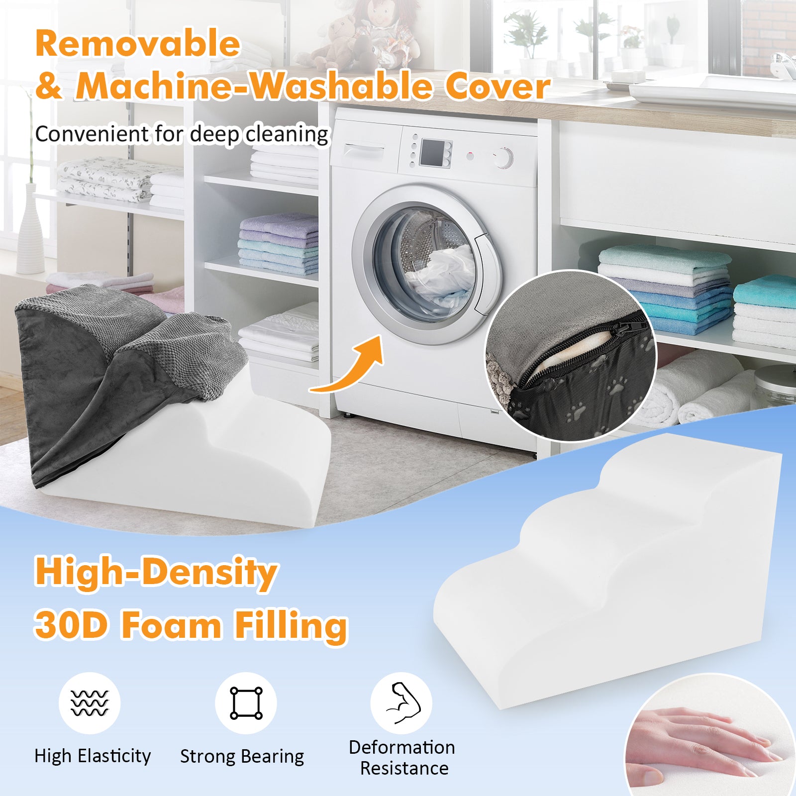 3-Tier Non-Slip Dog Steps with High-Density Sponge and Silicone Paw Prints, Gray Dog Supplies at Gallery Canada