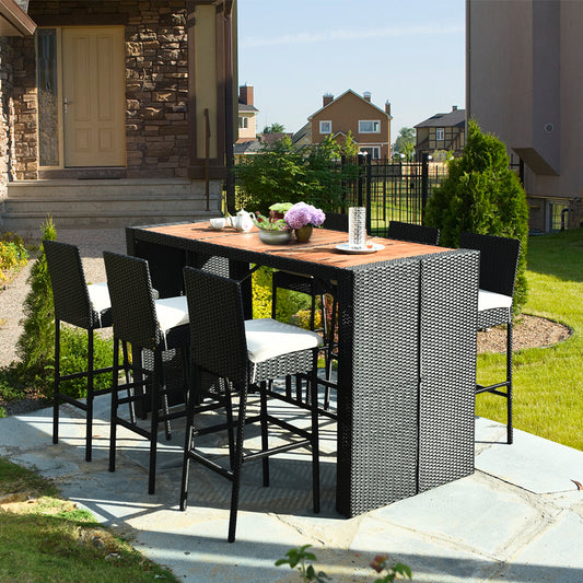 7-Piece Patio Rattan Wicker Dining Furniture Set Patio Bar Furniture Options at Gallery Canada
