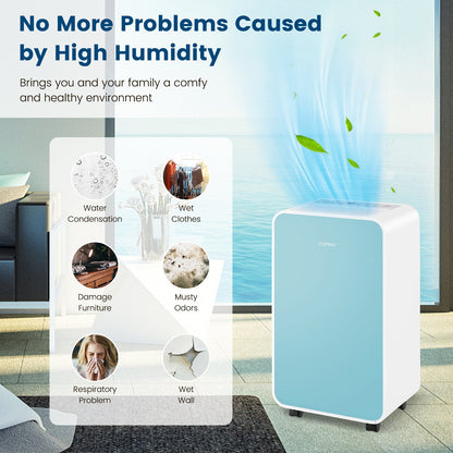 32 Pints/Day Portable Quiet Dehumidifier for Rooms up to 2500 Sq. Ft, Blue at Gallery Canada
