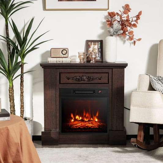 1400W Electric Fireplace TV Stand Mantel, Remote Control, Natural Fireplaces Natural at Gallery Canada