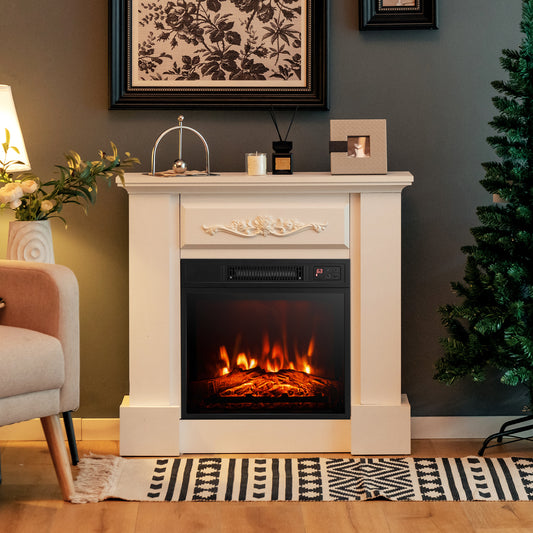 Electric Fireplace Mantel, 1400W, Remote Control, White Fireplaces White at Gallery Canada