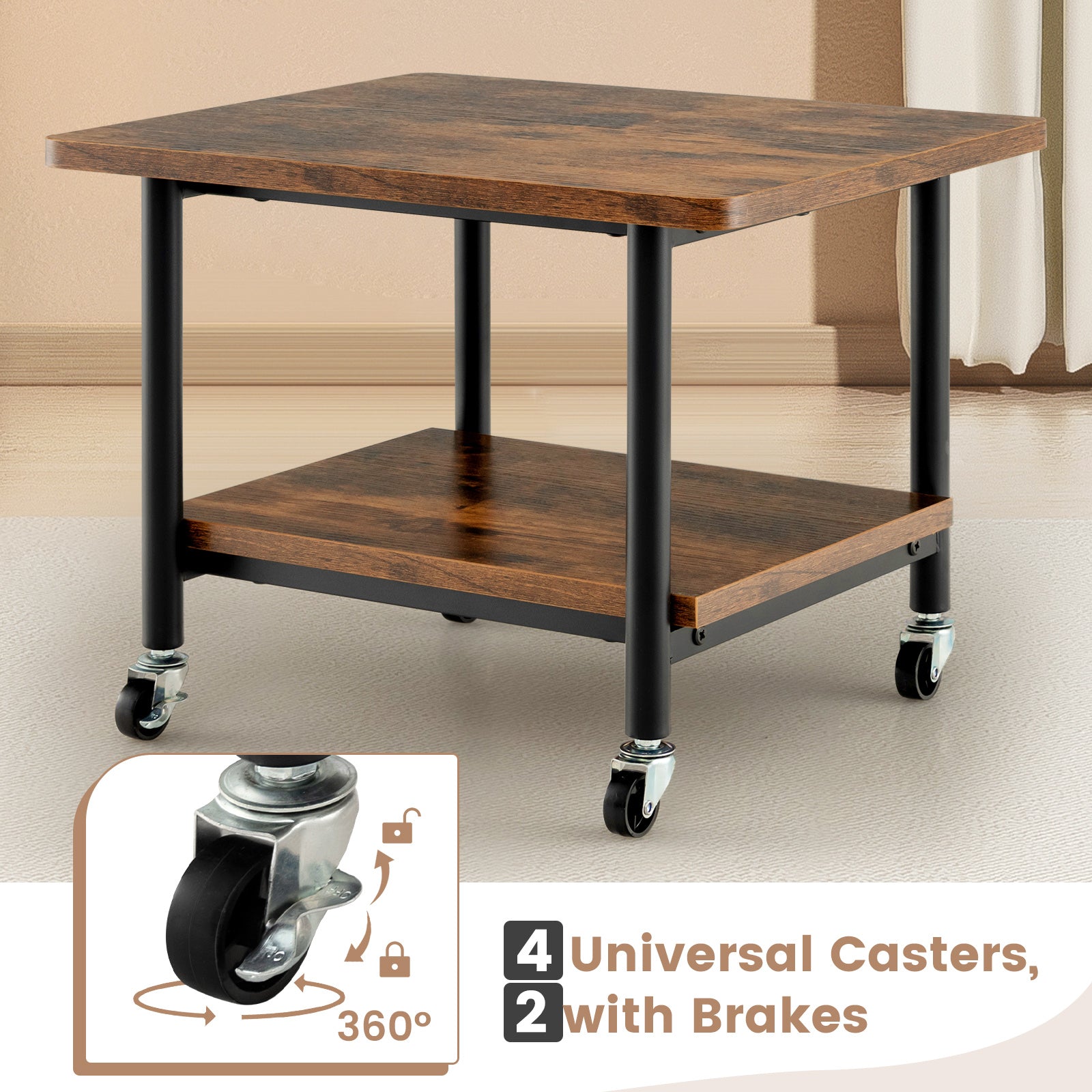 Under Desk Printer Stand with 4 Wheels and Locking Mechanism - Gallery Canada