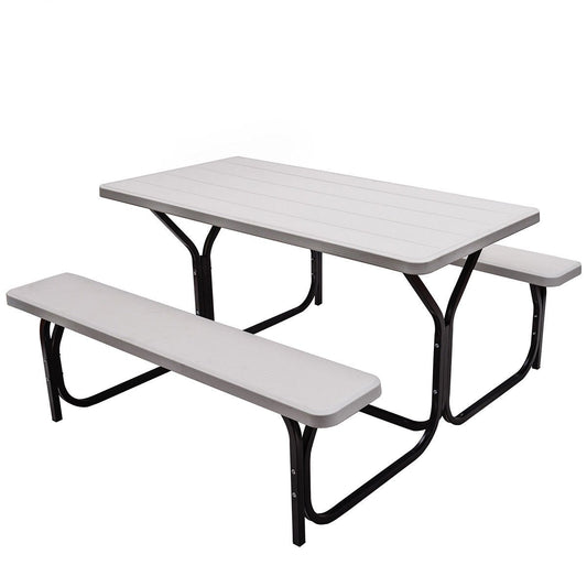 Picnic Table Bench Set for Outdoor Camping , White at Gallery Canada