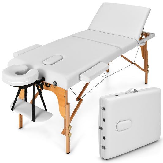 3 Fold Portable Adjustable Massage Table, White Spa & Salon White at Gallery Canada