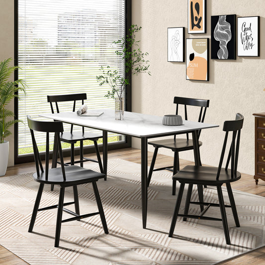 Windsor Style Armless Chair, Solid Rubber Wood Frame, Black Chairs Black at Gallery Canada
