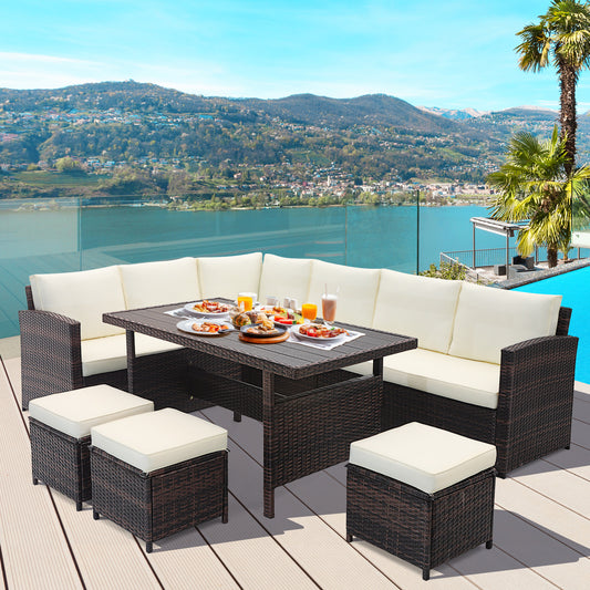 7 Piece Wicker Patio Furniture Set, White Patio Furniture Sets White at Gallery Canada