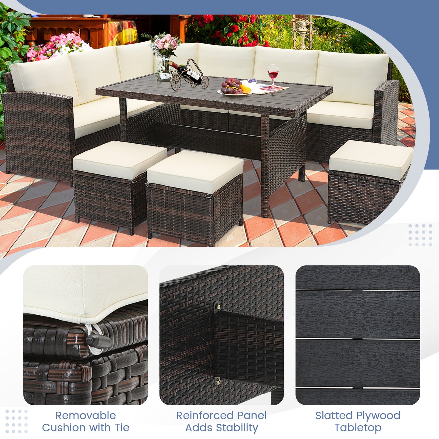 7 Piece Wicker Patio Furniture Set, White Patio Furniture Sets at Gallery Canada