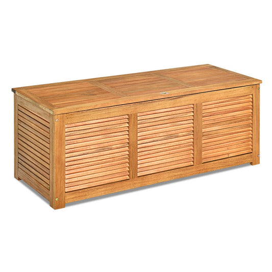 47 Gallon Acacia Wood Storage Bench Box for Patio Garden Deck, Natural