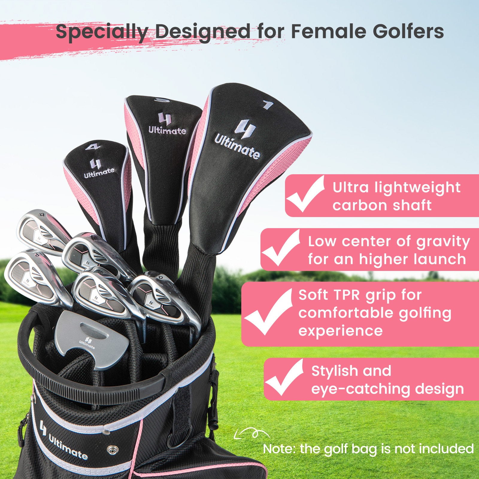 Women's 9 Pieces Complete Golf Club Set, Pink at Gallery Canada