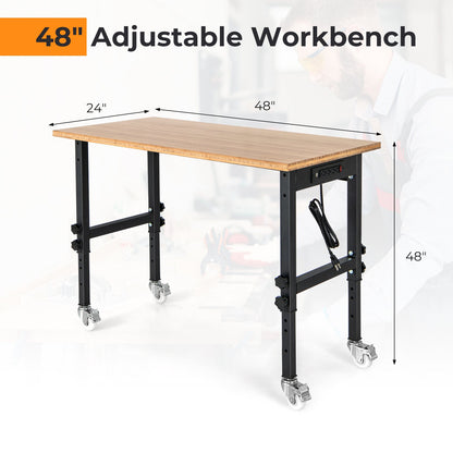 48"×24" Adjustable Height Mobile Workbench with Caster, Natural at Gallery Canada