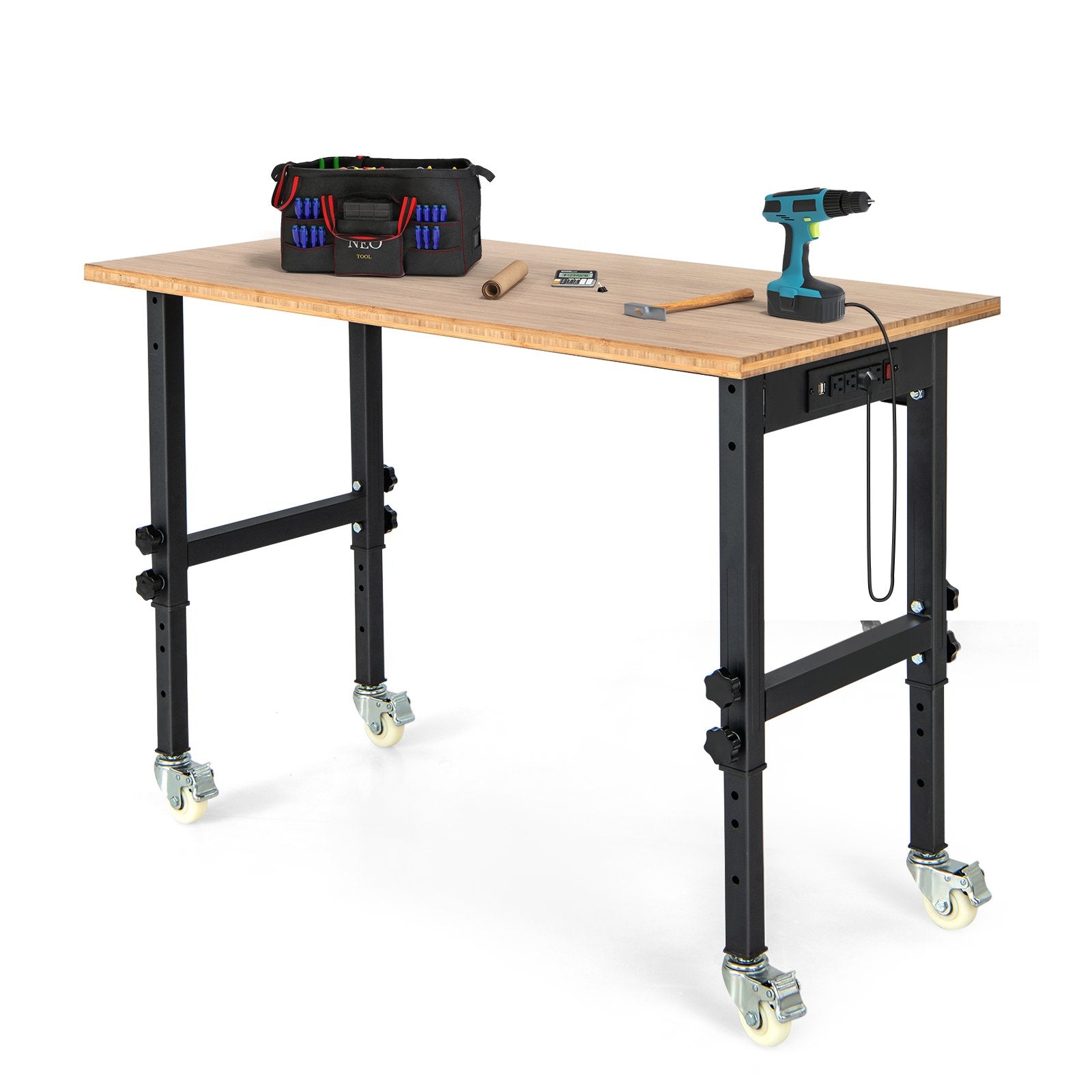 48"×24" Adjustable Height Mobile Workbench with Caster, Natural at Gallery Canada