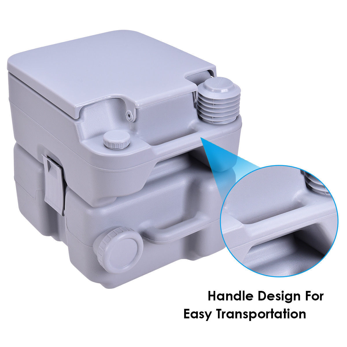 5.3 Gallon Portable Toilet with Waste Tank and Built-in Rotating Spout, Gray Portable Toilets & Showers at Gallery Canada
