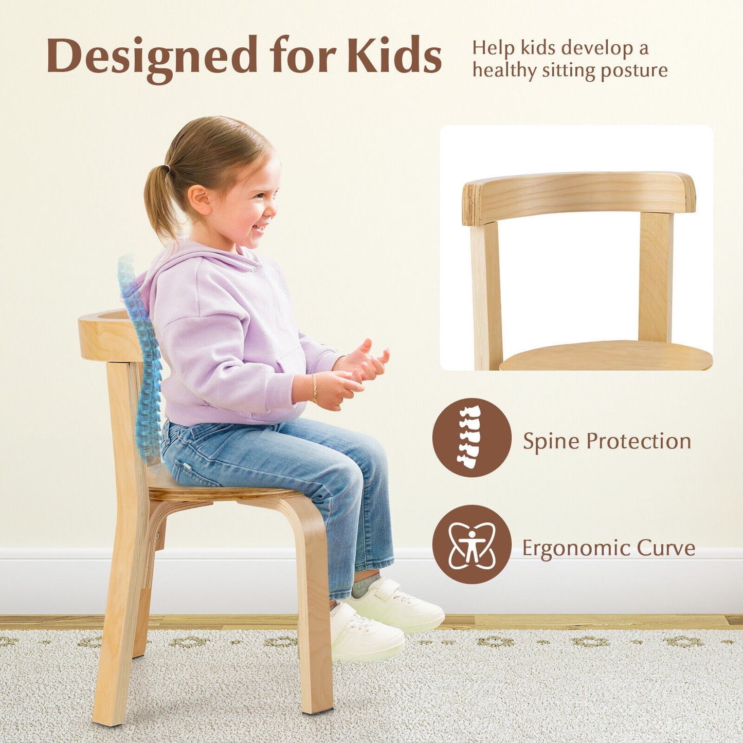 Kids Wooden Activity Table And Chair Set, 5-Piece, Natural Kids Table & Chair Sets at Gallery Canada