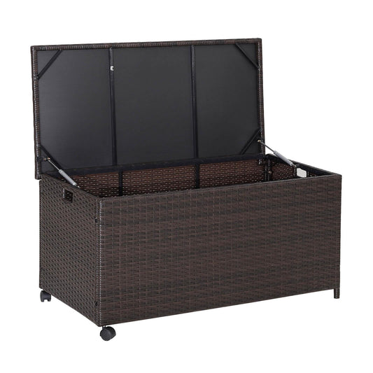 Outdoor Wicker Storage Box with Zippered Liner-50 Gallon, Brown
