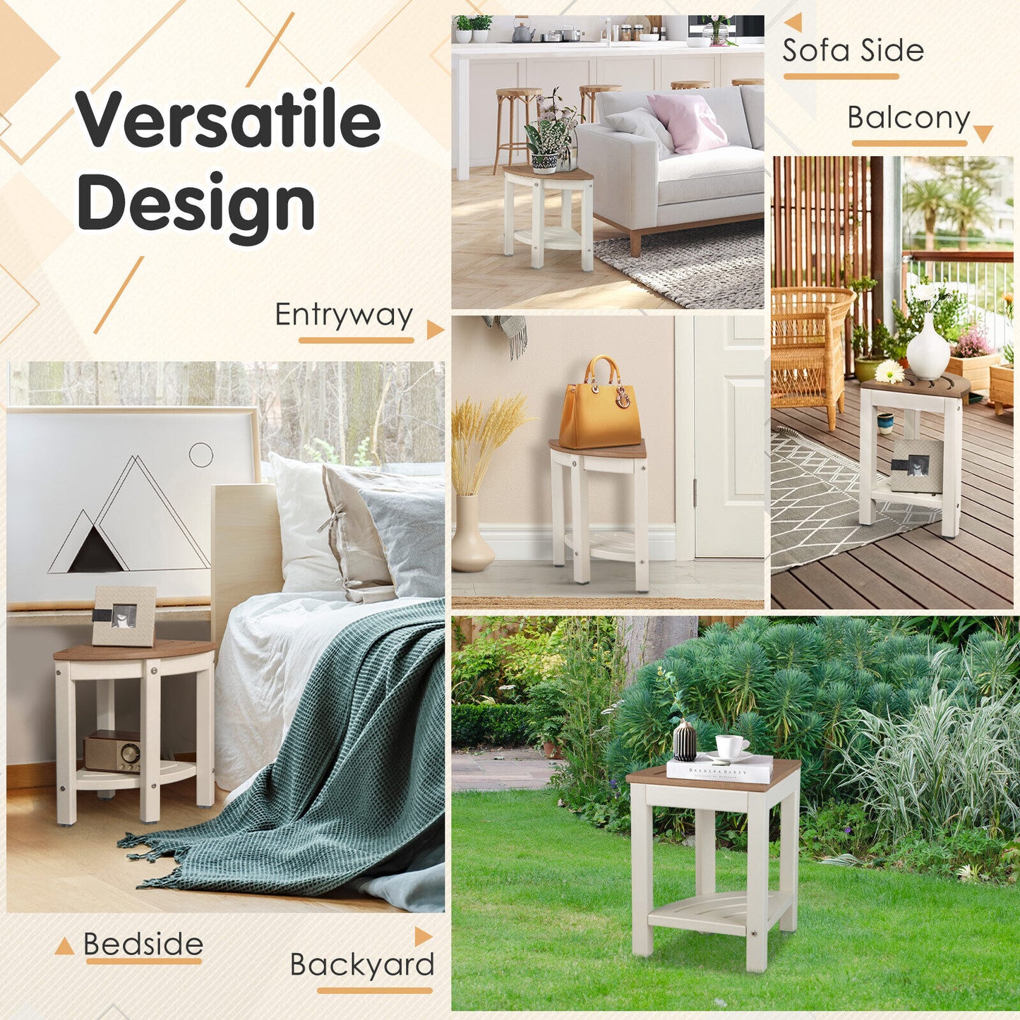 Heavy Duty Corner Shower Bench Stool, With Storage Shelf, Brown Bath Safety at Gallery Canada